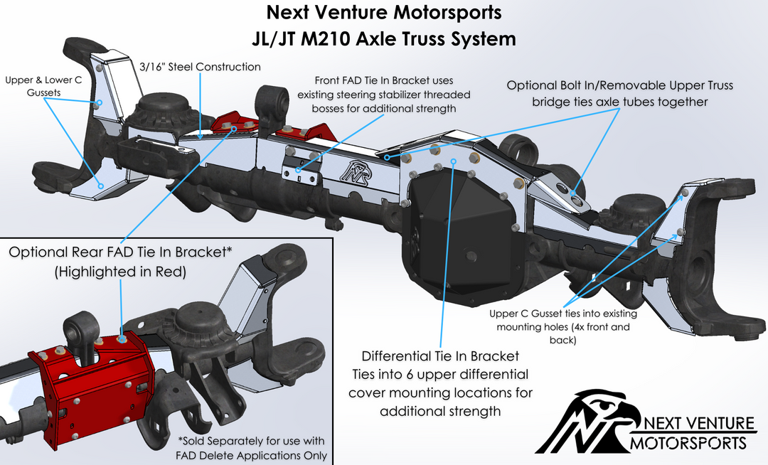 JL/JT Front Axle Truss (Advantek Dana 44/M210)