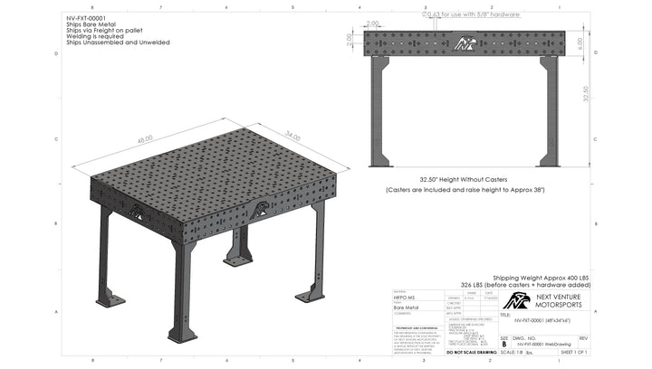 Welding & Fab Table (48"x34"x6" Top)